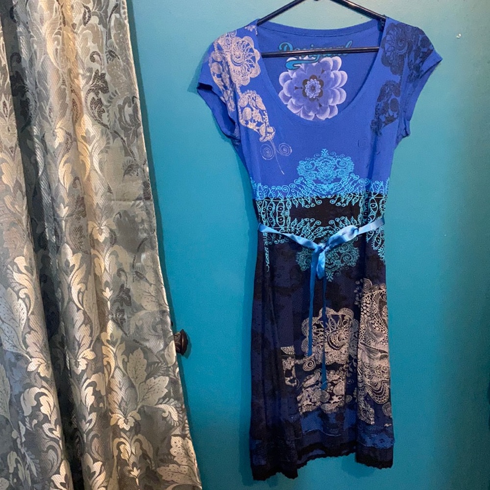Desigual Blue Floral Midi Dress